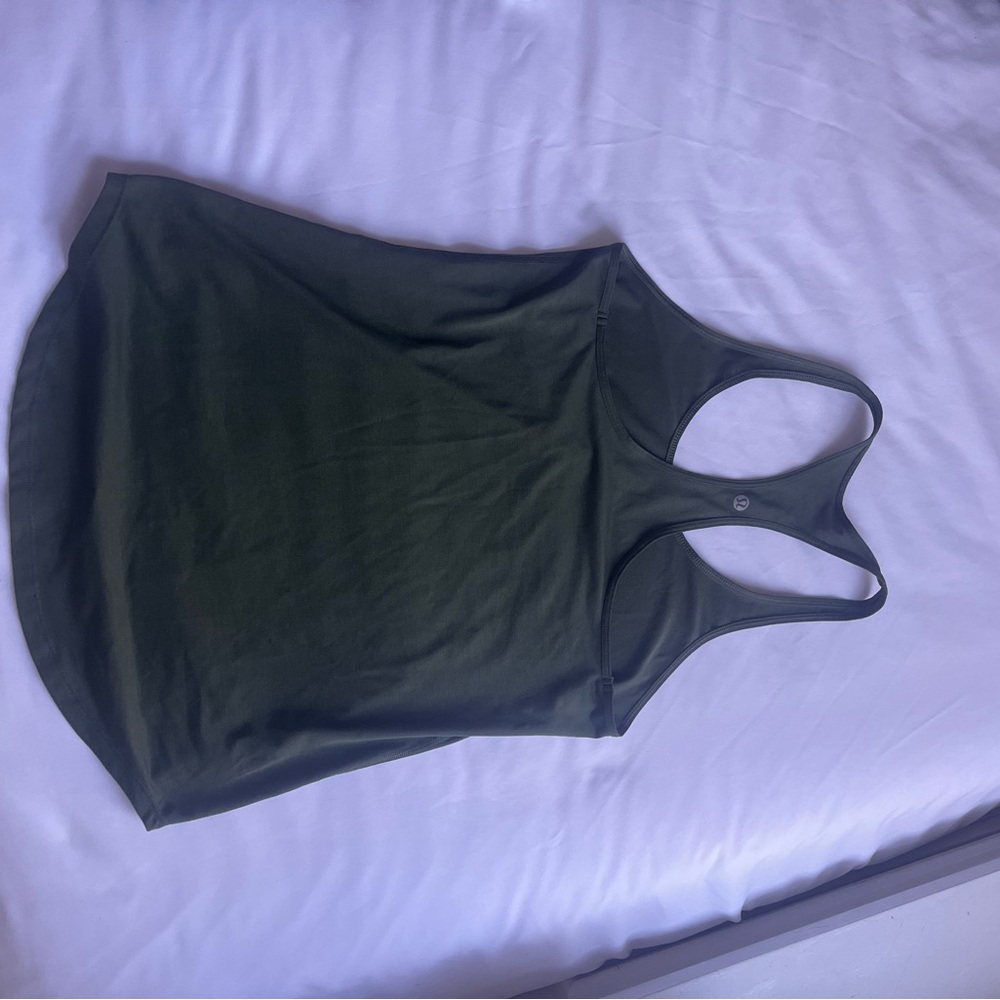 Olive Green Racerback Tank Top - Picture 2 of 3